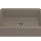 BOCCHI ARONA 33" Single Bowl Granite Farmhouse Kitchen Sink in Mink, front view.
