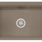 BOCCHI ARONA 33" Single Bowl Granite Kitchen Sink In Mink top down view showing center drain.