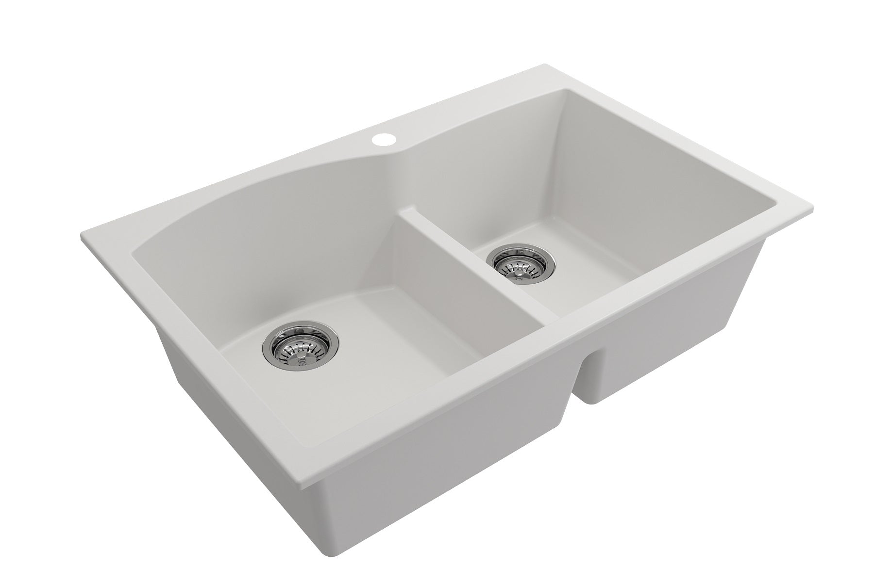 BOCCHI CAMPINO DUO 33" Dual Mount 60/40 Double Bowl Granite Kitchen Sink with Strainers