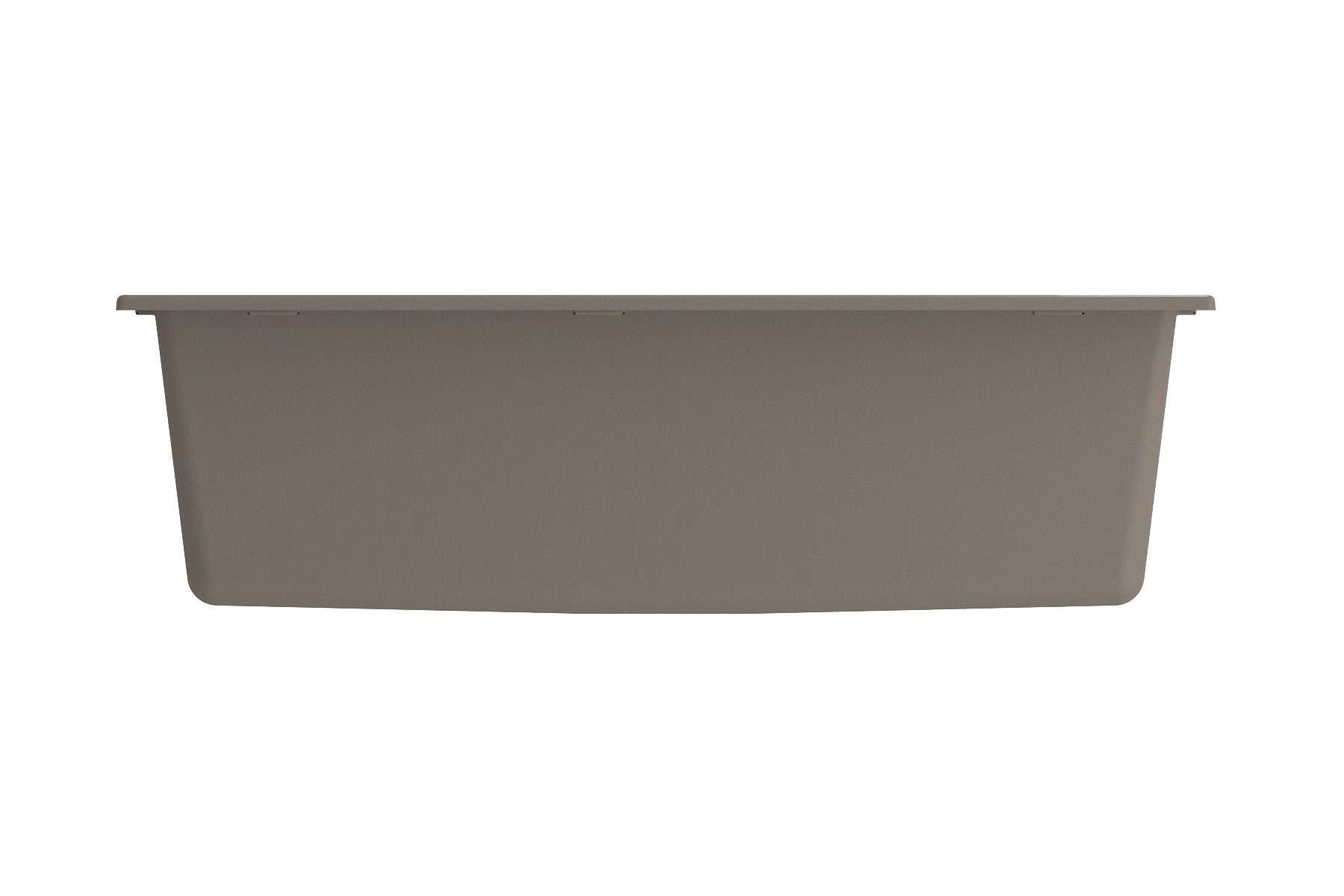 CAMPINO UNO 33" Single Bowl Dual Mount Granite Kitchen Sink with Strainer back view in Mink color.