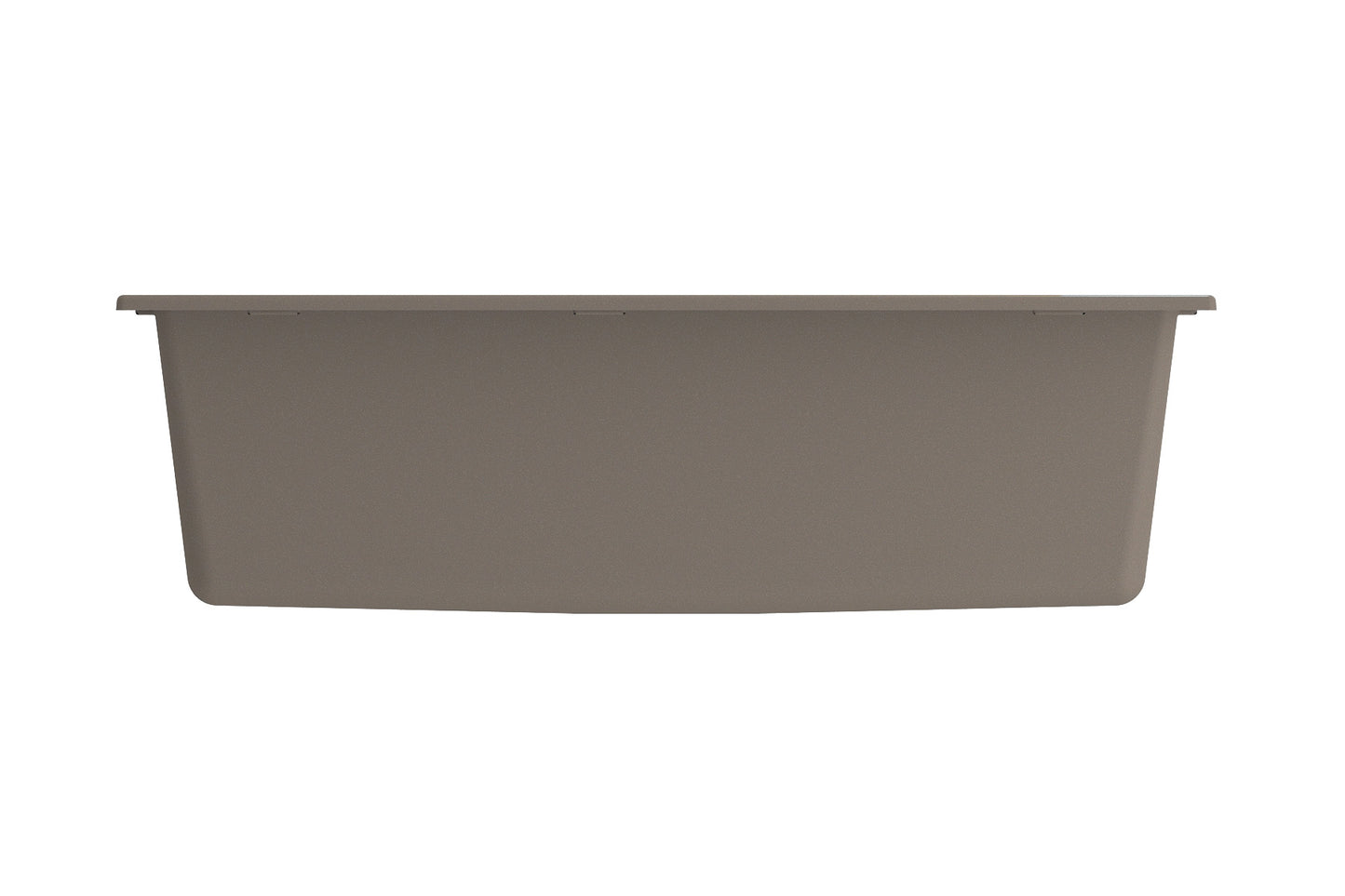 CAMPINO UNO 33" Single Bowl Dual Mount Granite Kitchen Sink with Strainer back view in Mink color.