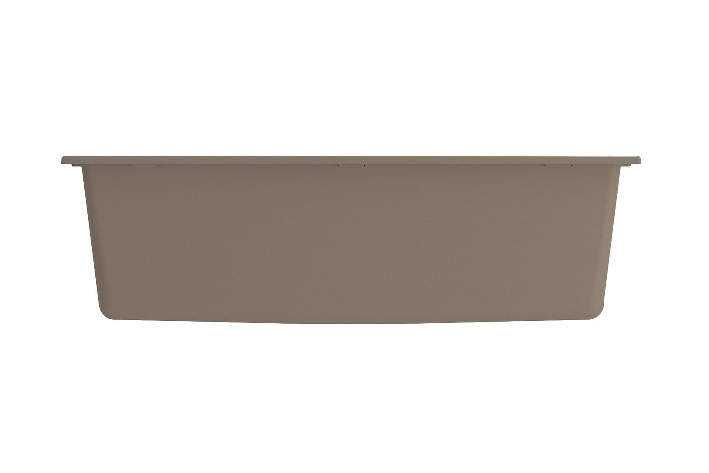 CAMPINO UNO 33" Single Bowl Dual Mount Granite Kitchen Sink with Strainer front view in Mink color.