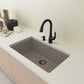 CAMPINO UNO 33" Single Bowl Dual Mount Granite Kitchen Sink with Strainer in Mink color, showcasing the top view on a modern countertop.
