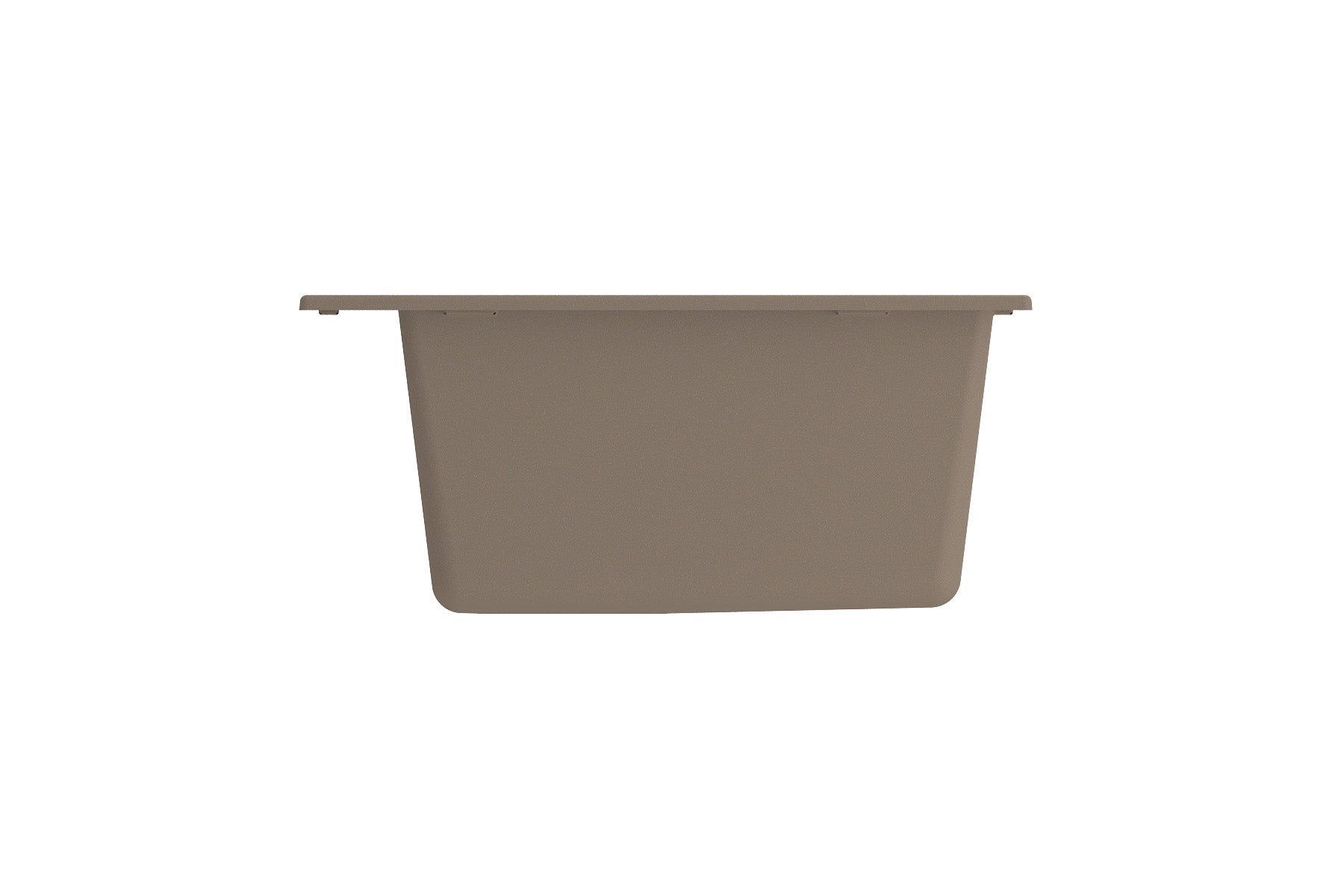 CAMPINO UNO 33" Single Bowl Dual Mount Granite Kitchen Sink with Strainer left side view in Mink color.
