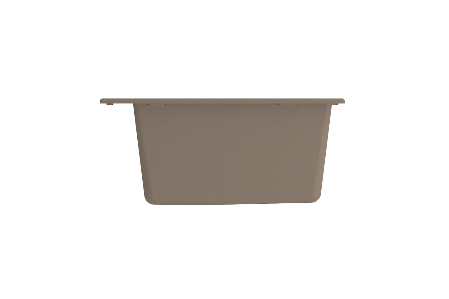 CAMPINO UNO 33" Single Bowl Dual Mount Granite Kitchen Sink with Strainer left side view in Mink color.