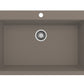 CAMPINO UNO 33" Single Bowl Dual Mount Granite Kitchen Sink with Strainer in Mink, top view.