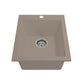 Front perspective view of CAMPINO UNO 16" Single Bowl Dual Mount Granite Bar Sink with Strainer in Mink color.
