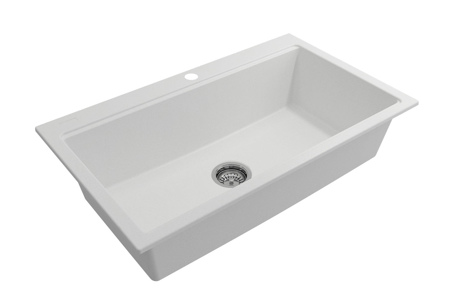 BOCCHI BAVENO LUX 34" Dual-Mount Single Bowl Granite Composite Kitchen Sink with Integrated Workstation - White Finish