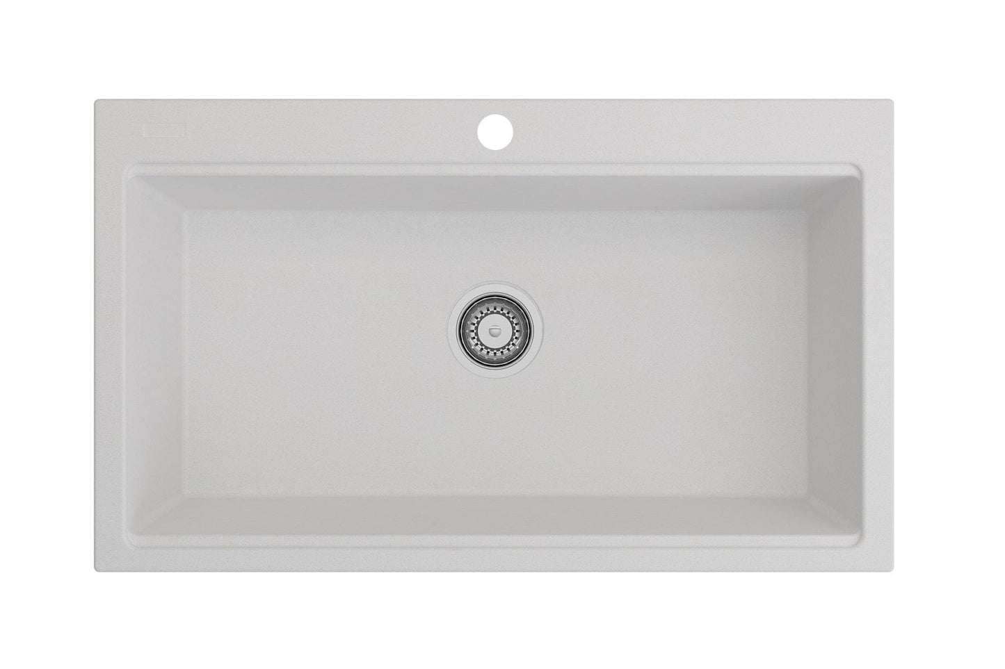 BOCCHI BAVENO LUX 34" Dual-Mount Single Bowl Granite Composite Kitchen Sink with Integrated Workstation, white color.