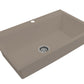 BOCCHI BAVENO LUX 34" Dual-Mount Single Bowl Granite Composite Kitchen Sink with Integrated Workstation and Accessories in Mink color perspective view