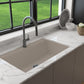 BOCCHI BAVENO LUX 34" Dual-Mount Single Bowl Granite Composite Kitchen Sink in Mink - lifestyle image with still life