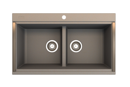 BOCCHI BAVENO LUX 34" Double Bowl Granite Composite Kitchen Sink in Mink top view
