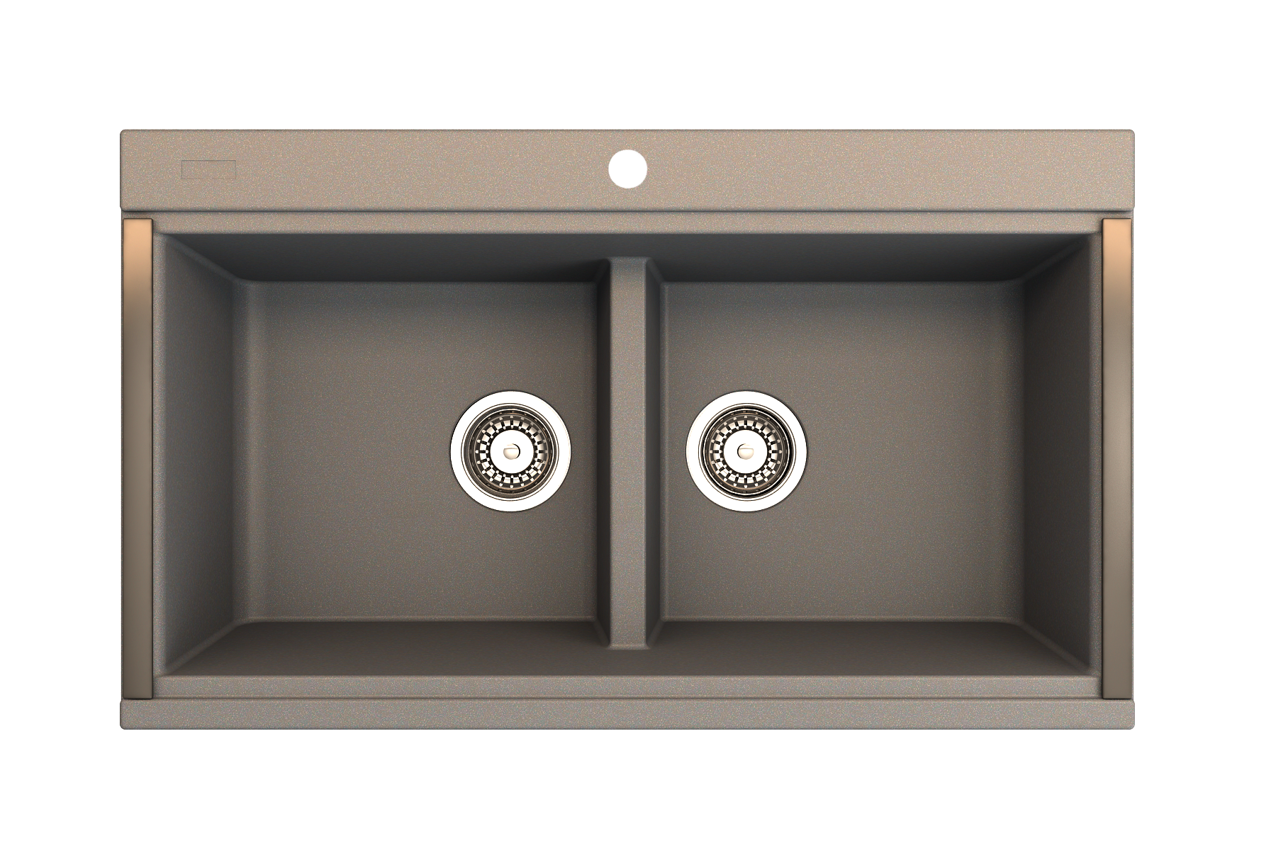 BOCCHI BAVENO LUX 34" Double Bowl Granite Composite Kitchen Sink in Mink top view