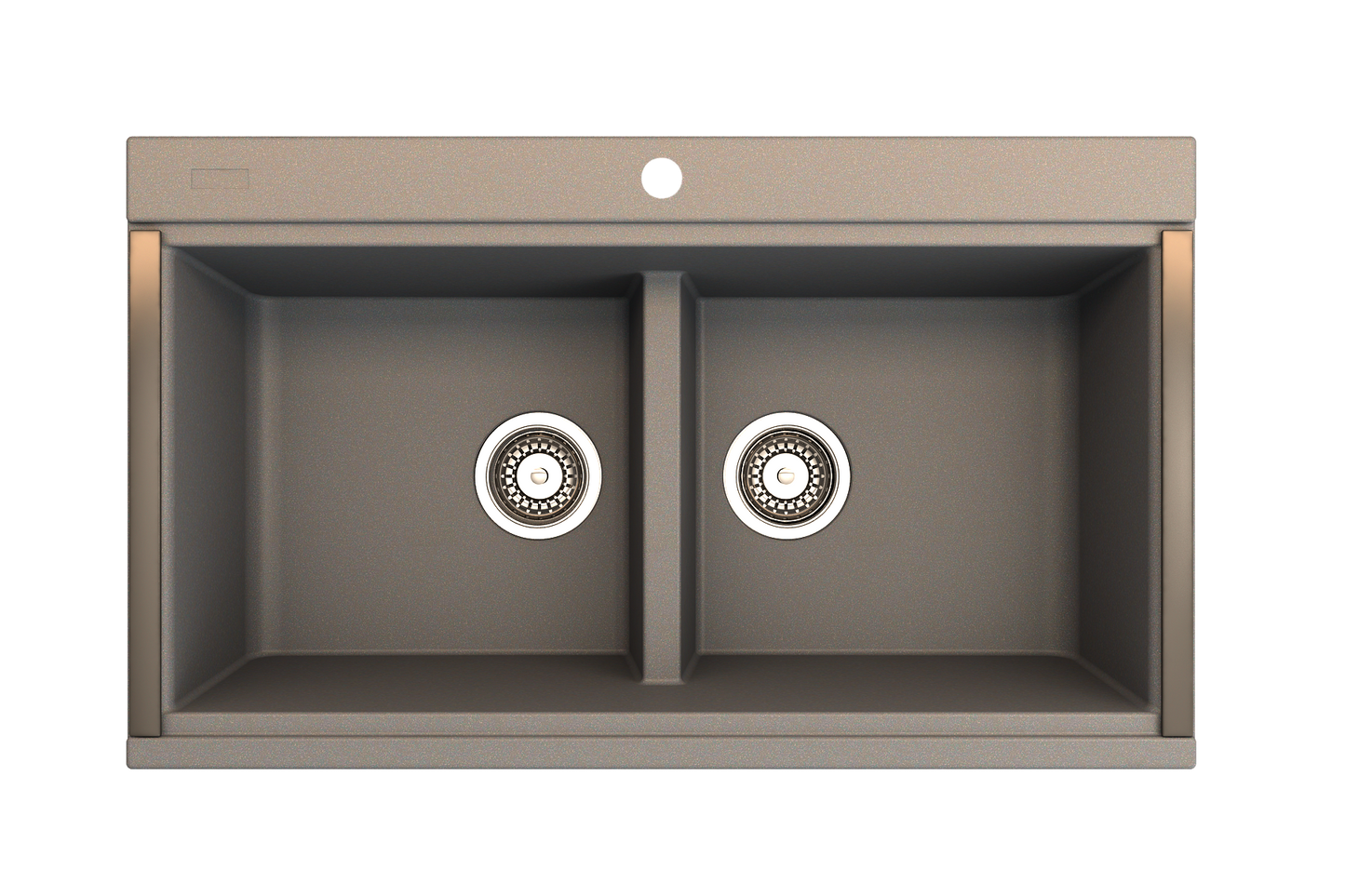 BOCCHI BAVENO LUX 34" Double Bowl Granite Composite Kitchen Sink in Mink top view