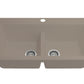 BOCCHI BAVENO LUX 34" Double Bowl Granite Composite Kitchen Sink with Integrated Workstation and Accessories - Mink color front perspective.