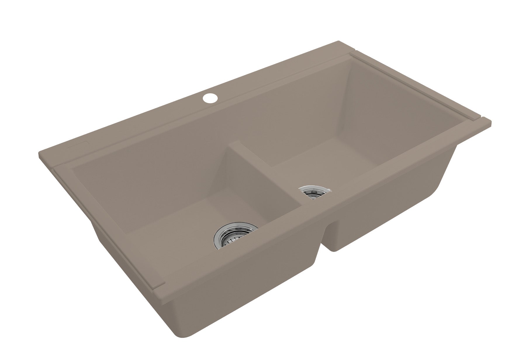 BOCCHI BAVENO LUX 34" Double Bowl Granite Composite Kitchen Sink with Integrated Workstation and Accessories in Mink - perspective
