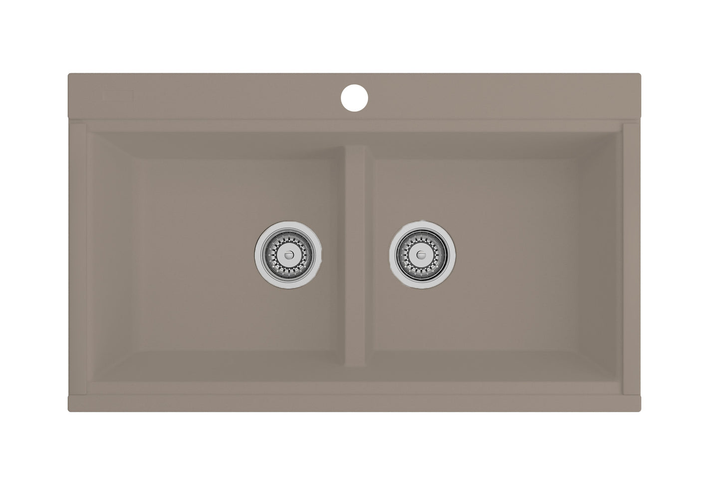 BOCCHI BAVENO LUX 34" Double Bowl Granite Composite Kitchen Sink with Integrated Workstation  - Mink top view
