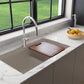 BOCCHI BAVENO LUX 34" Double Bowl Granite Composite Kitchen Sink with Integrated Workstation and Accessories  in Mink with cutting board.
