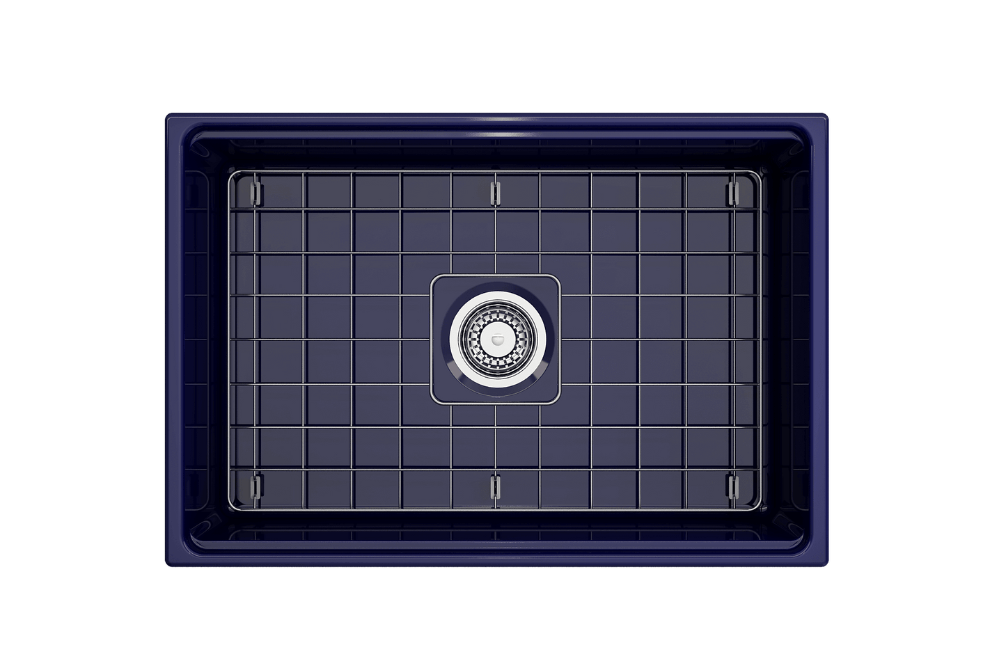 BOCCHI CONTEMPO 27" Fireclay Farmhouse Workstation Kitchen Sink with Accessories - top view.