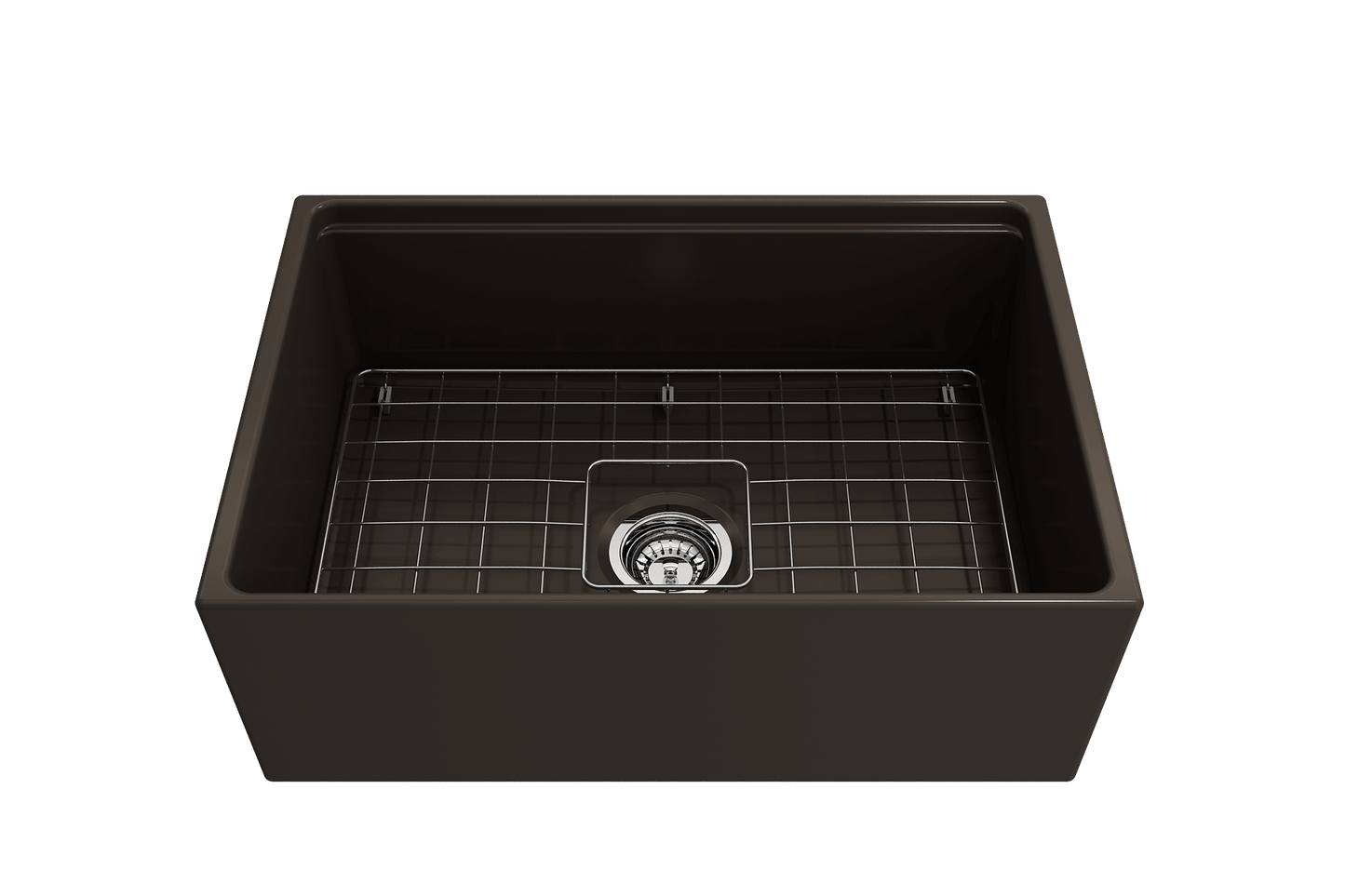 BOCCHI CONTEMPO 27" Fireclay Farmhouse Workstation Kitchen Sink with Accessories in dark finish