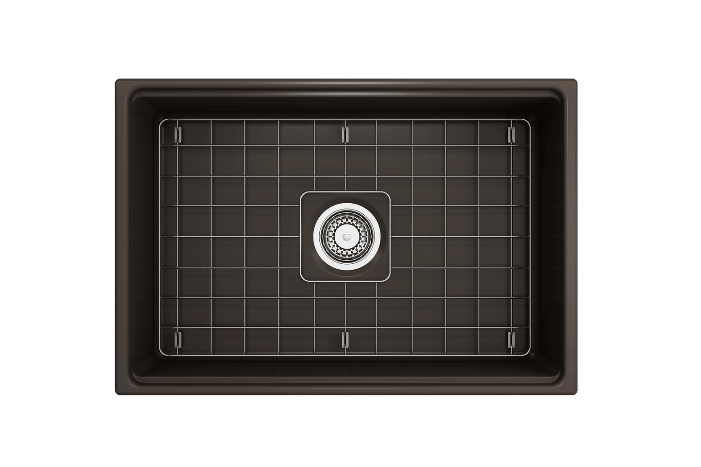 BOCCHI CONTEMPO 27" Fireclay Farmhouse Workstation Kitchen Sink with Accessories - Top view of sink.