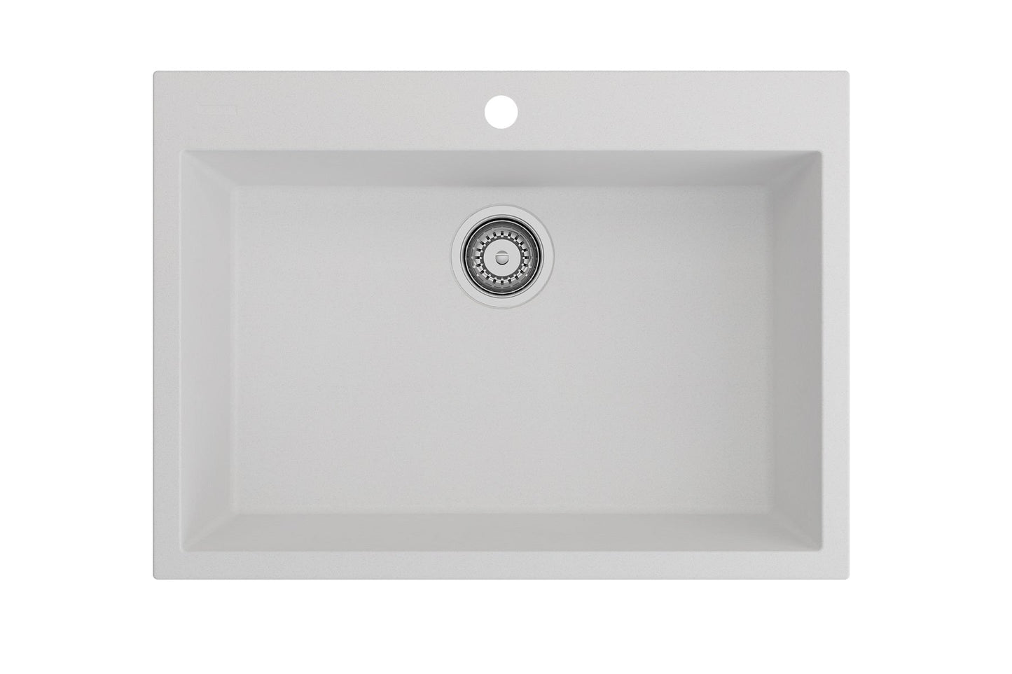 BOCCHI CAMPINO UNO 27" Dual-Mount Single Bowl Granite Composite Kitchen Sink with a sleek white finish.