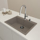 BOCCHI CAMPINO UNO 27" Dual-Mount Single Bowl Granite Composite Kitchen Sink in Mink color with modern faucet showing top mount installation