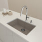 BOCCHI CAMPINO UNO 27" Dual-Mount Single Bowl Granite Composite Kitchen Sink in Mink color with modern faucet and countertop showing undermount installation.