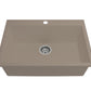 Top perspective view of BOCCHI CAMPINO UNO 27" Dual-Mount Single Bowl Granite Composite Kitchen Sink in Mink color.