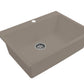 BOCCHI CAMPINO UNO 27" Dual-Mount Single Bowl Granite Composite Kitchen Sink in Mink,perspective view showcasing its design.