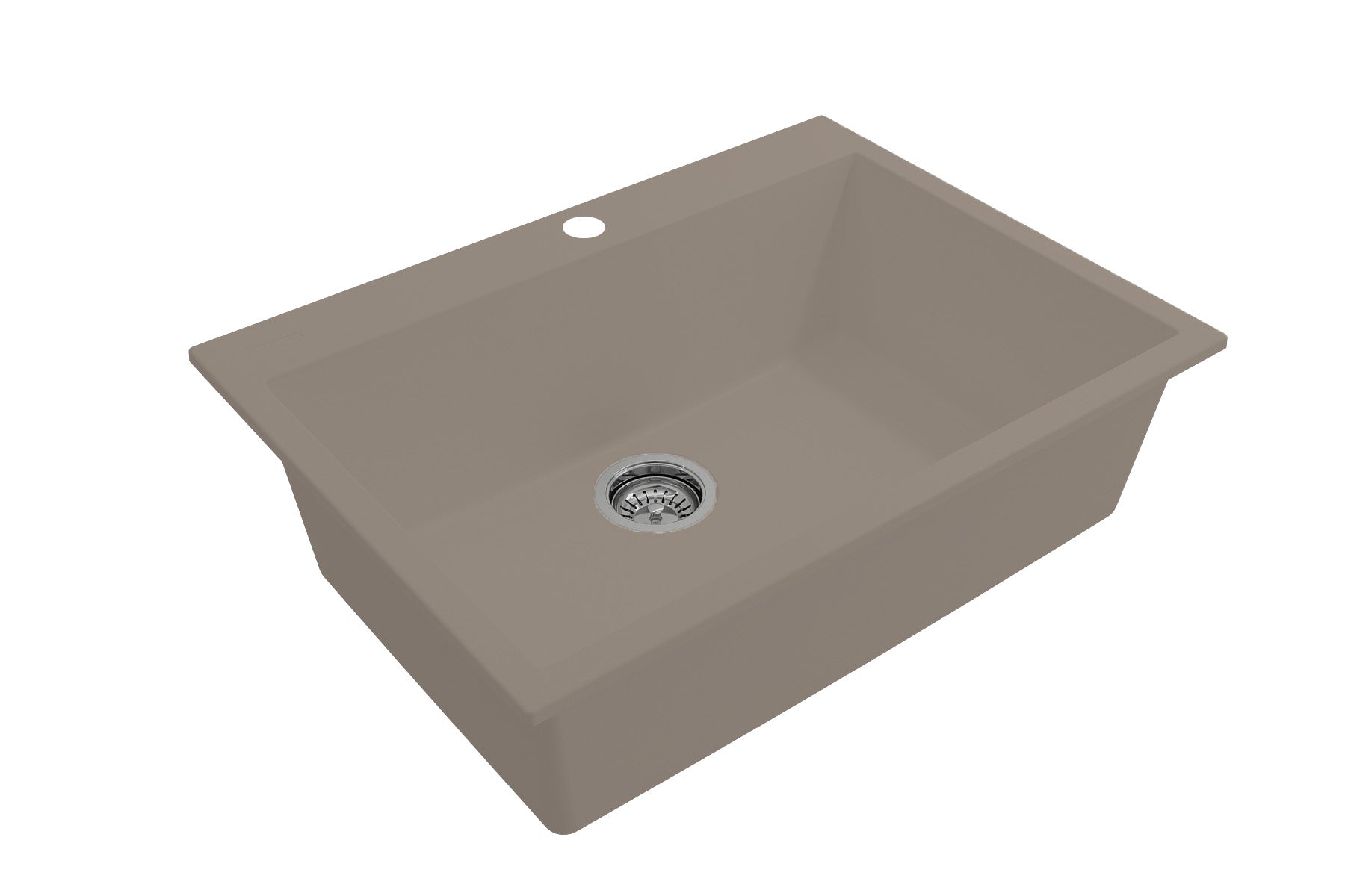 BOCCHI CAMPINO UNO 27" Dual-Mount Single Bowl Granite Composite Kitchen Sink in Mink,perspective view showcasing its design.