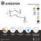 Kingston Brass KS2107PX Heritage Wall Mount Pot Filler Faucet, Brushed Brass, featuring solid brass construction and 4.5 GPM flow.