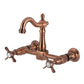 Kingston KS2443BEX Essex Two-Handle Wall Mount Bridge Kitchen Faucet, Antique Brass with vintage design