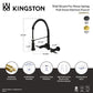 Kingston Brass GS8187CTL Continental Double-Handle Wall-Mount Pre-Rinse Bridge Kitchen Faucet, Brushed Brass diagram and features