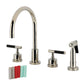 Kingston Brass KS8723CKLBS Kaiser Double-Handle Widespread Kitchen Faucet with Brass Sprayer, Antique Brass