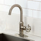 Kingston Brass KSD8503RKX Webb Single-Handle Bar Faucet with Knurled Handle, Antique Brass on kitchen counter