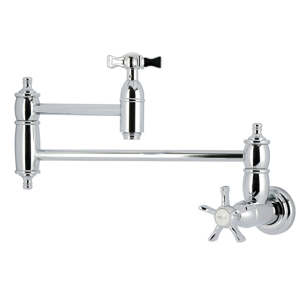 Kingston Brass KS3103NX Hamilton Wall Mount Pot Filler Faucet, Antique Brass with polished chrome finish