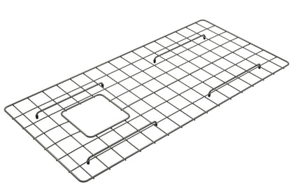 BOCCHI Stainless Steel Sink Grid for 36" Farmhouse Fireclay Sinks - Gun Metal finish, premium protection for farmhouse sinks.
