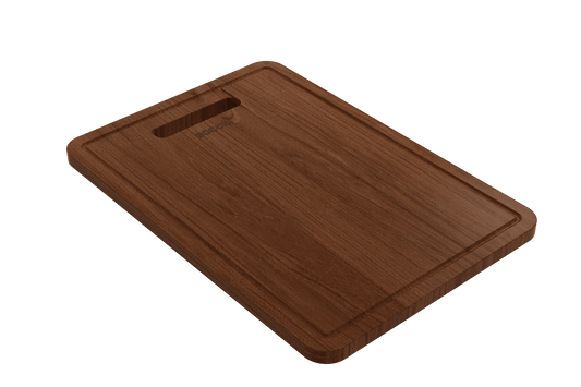 BOCCHI Baveno Wooden Cutting Board w/ Sapele Mahogany Handle (Inner Ledge) displayed on a white background.
