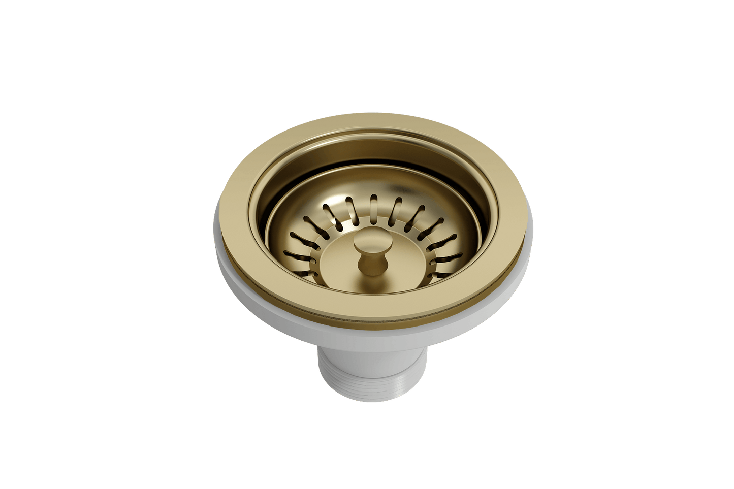 BOCCHI Kitchen Sink Strainer for Fireclay and Granite Sinks with elegant brushed gold finish.