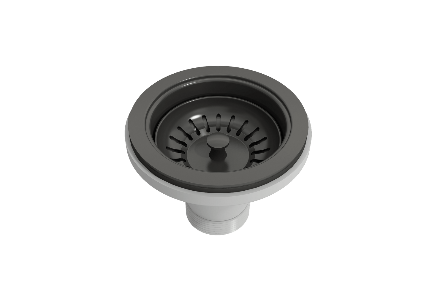 BOCCHI Kitchen Sink Strainer for Fireclay and Granite Sinks in sleek black design.