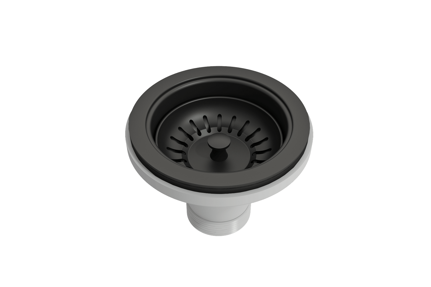 BOCCHI Kitchen Sink Strainer for Fireclay and Granite Sinks in elegant black finish.