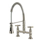 Kingston Brass GS1273BEX Essex Double-Handle Deck-Mount Pre-Rinse Bridge Kitchen Faucet, Antique Brass with brushed nickel finish