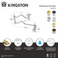 Kingston Brass KS2107AX Heritage Wall Mount Pot Filler Faucet, Brushed Brass with dimensions and features diagram.