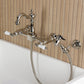 Kingston KS2443PLBS Heritage Two-Handle Wall Mount Bridge Kitchen Faucet with Brass Sprayer, Antique Brass