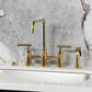 Kingston KS8287CMLBS Manhattan Bridge Kitchen Faucet with Brass Sprayer, Brushed Brass on marble countertop.