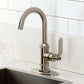Kingston Brass KSD8503KL Whitaker Single-Handle Bar Faucet, Antique Brass installed in modern kitchen setting