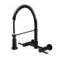 Kingston Brass GS8187CTL Continental Double-Handle Wall-Mount Pre-Rinse Bridge Kitchen Faucet, Brushed Brass in Matte Black finish