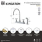 Kingston KS8798ZX Millennium Two-Handle 8" Centerset Kitchen Faucet with Side Sprayer, Brushed Nickel diagram and specifications.