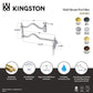 Kingston Brass KS2107BPL Bel-Air Wall Mount Pot Filler Faucet, Brushed Brass with white porcelain levers and swing arms.